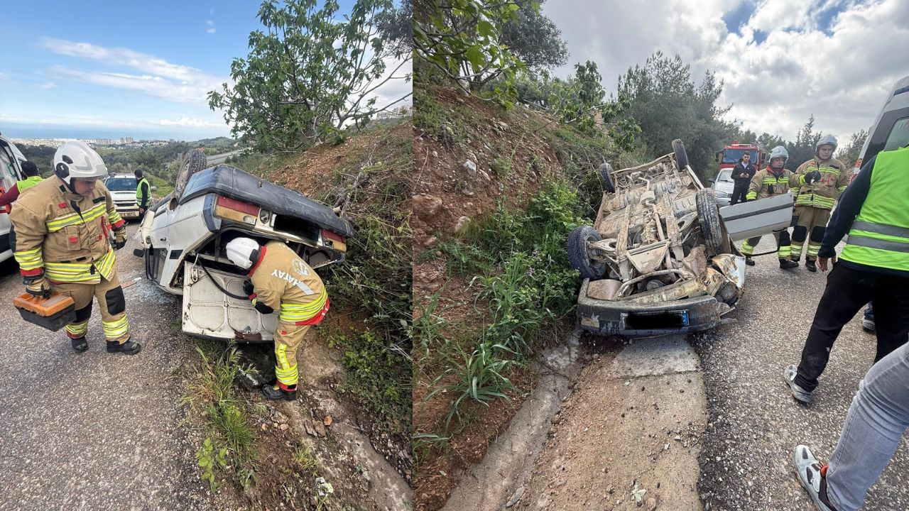 Belen’de Kontrolden Çıkan Otomobil Takla Attı