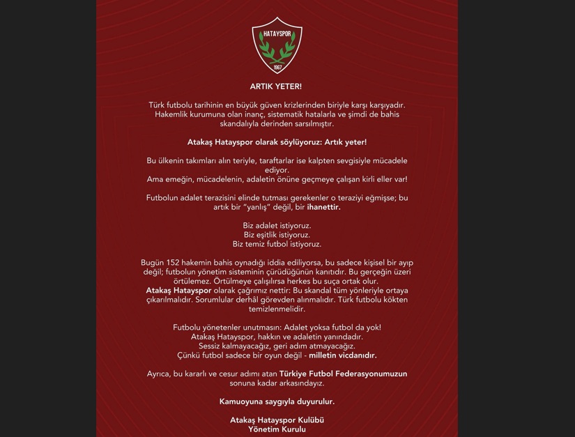 Hatayspor’dan Sert Tepki: Artık Yeter