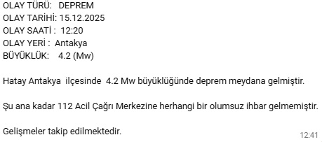 Valilik: Herhangi olumsuz durum bildirilmedi